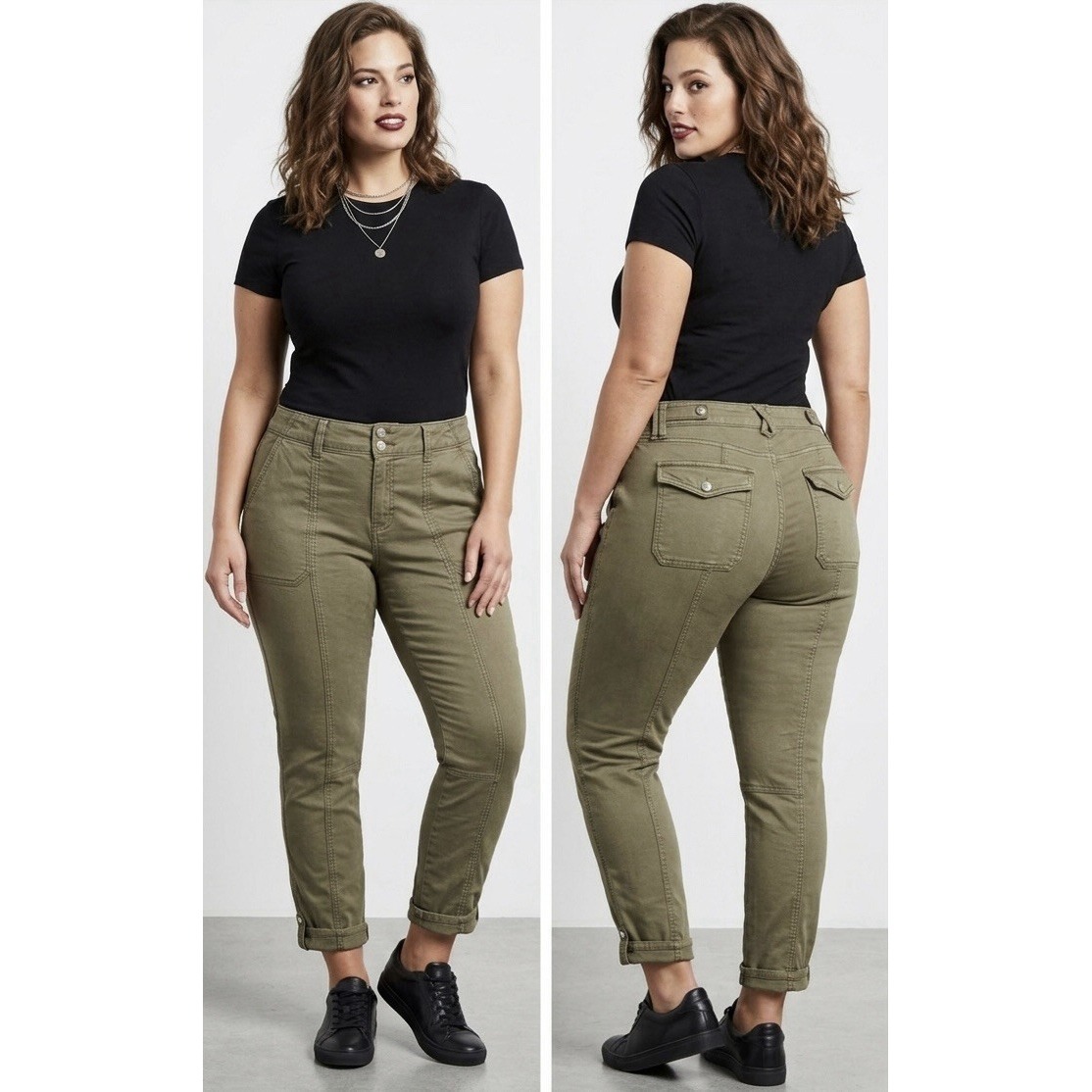 Whbm White House Black Market Women's Olive Green Utility Pants Size 8 Mid-Rise